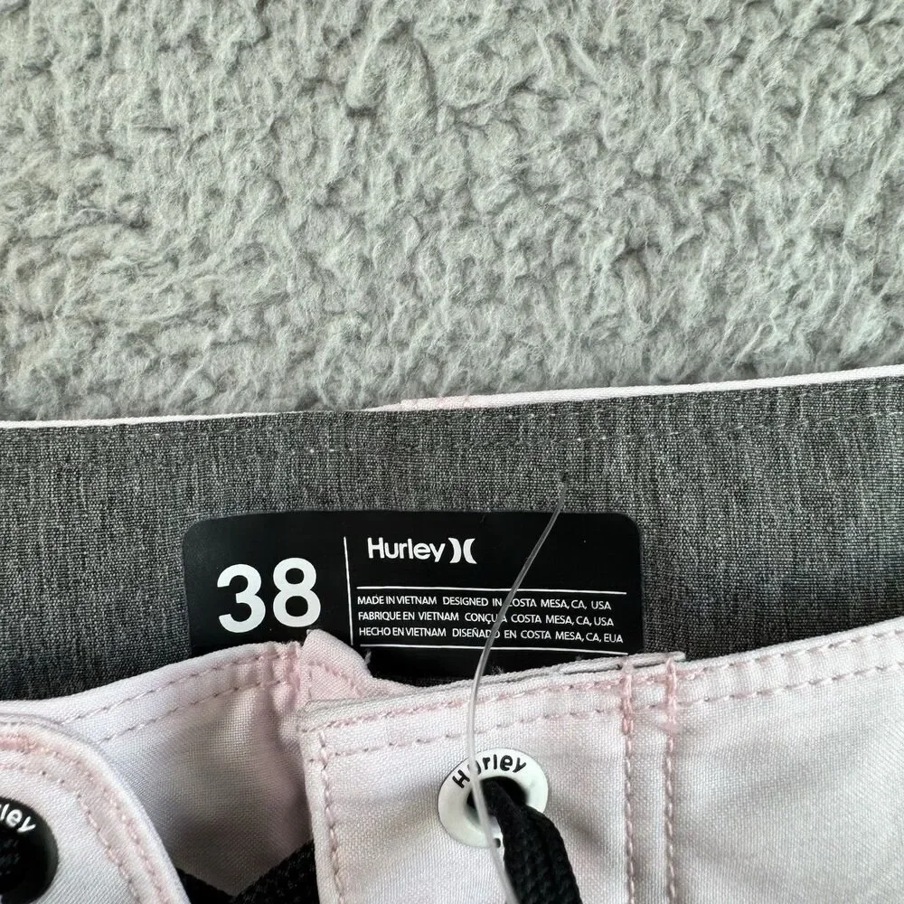 S Hurley Board Shorts Mens 38 Pink Stretch Swim Trunks Drawstring‎ NWT
